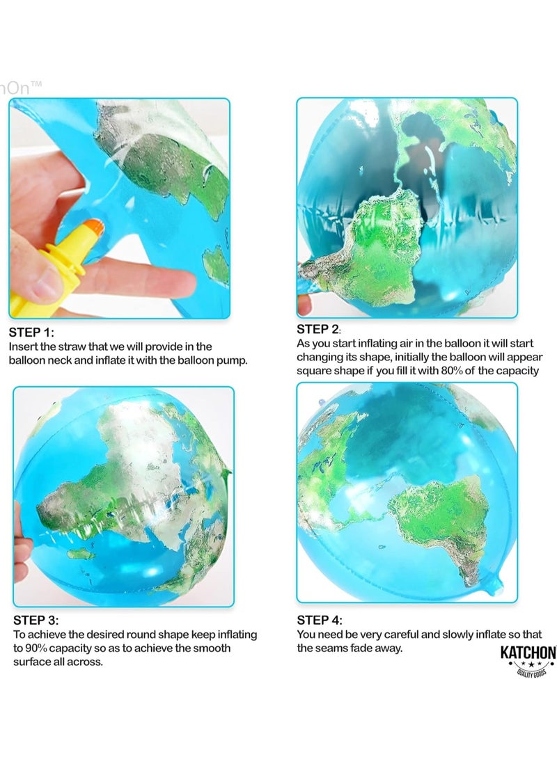 KATCHON Globe Balloons for Earth Day Decorations - Huge 22 Inch, Pack of 6 | 4D World Map Balloons | Earth Balloons for Party | World Balloons for Globe Decorations, Bon Voyage Party Decorations - Image 3